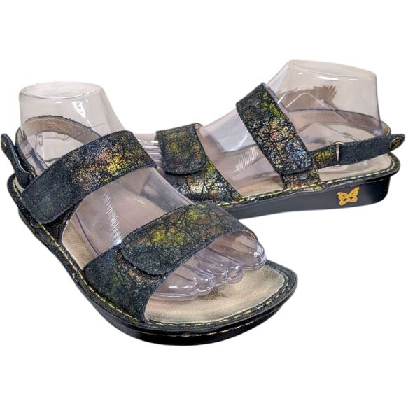 Alegria Verona Sierra Slingback Sandals 37 US 7 7.5 Adjustable Crackle Multicolo - Picture 1 of 15